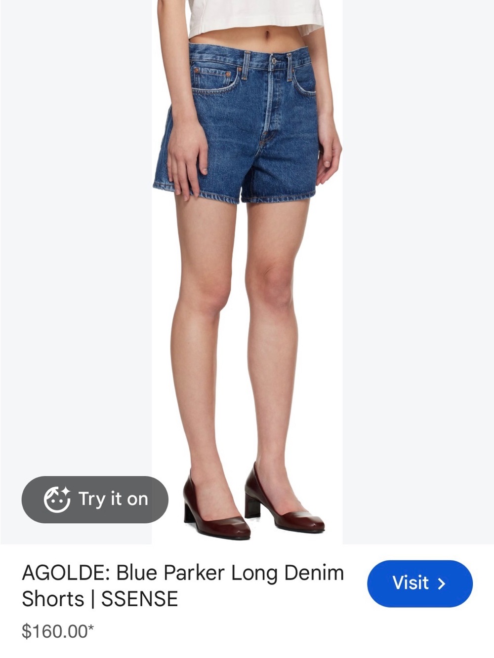 Agolde Parker Denim Shorts - Blue
